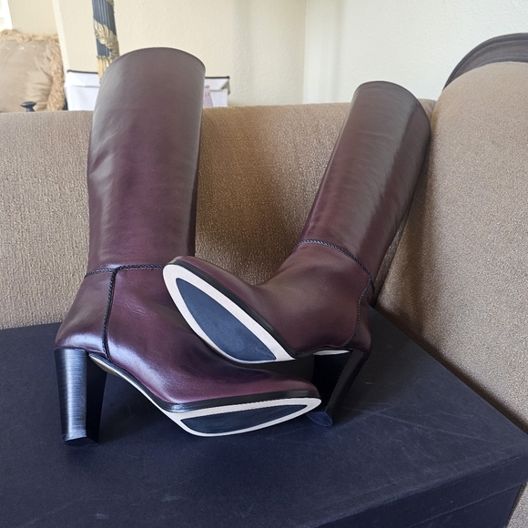 Theory Knee Boot in Wine Red Leather Size 37/7 NWT - Picture 2 of 15
